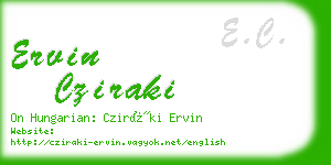 ervin cziraki business card